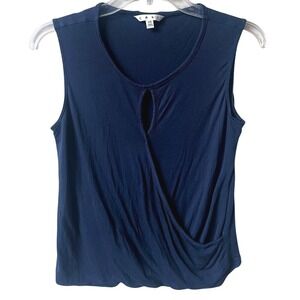 Cabi Sleeveless Faux Wrap Keyhole Style Tank Top Womens XS Blue Casual